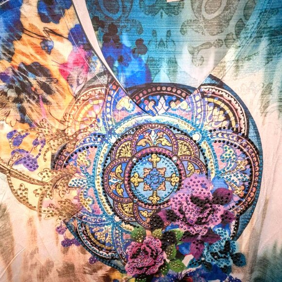 NWOT S-Twelve Short Sleeves Embellished Top Size L - Picture 6 of 7